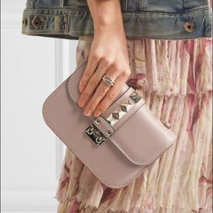 Valentino Rockstud Powder Bag champagne chain